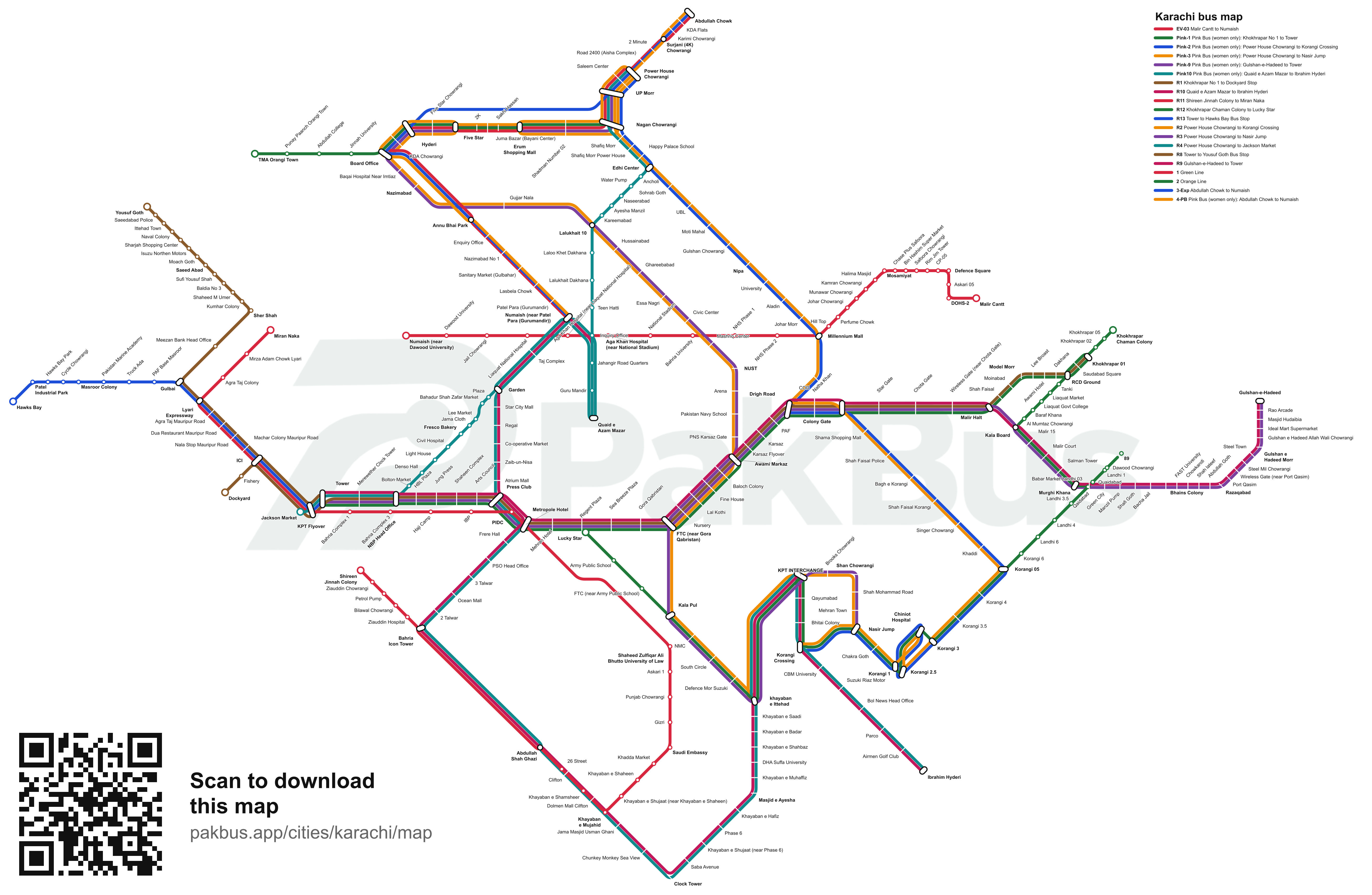 Bus network map of Karachi