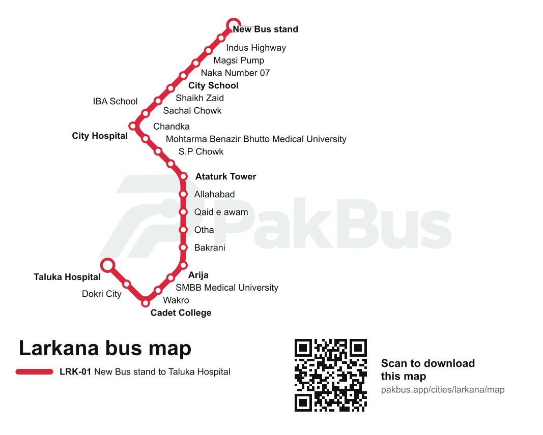 Bus network map of Larkana
